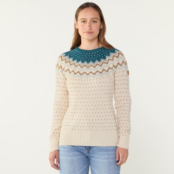 Fjällraven Women's Cream and Blue Patterned Wool Sweater - Picture 7 of 7